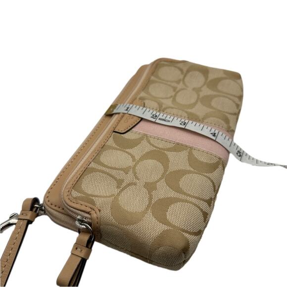 COACH Tan Signature Canvas Wristlet  Wallet - Picture 8 of 8